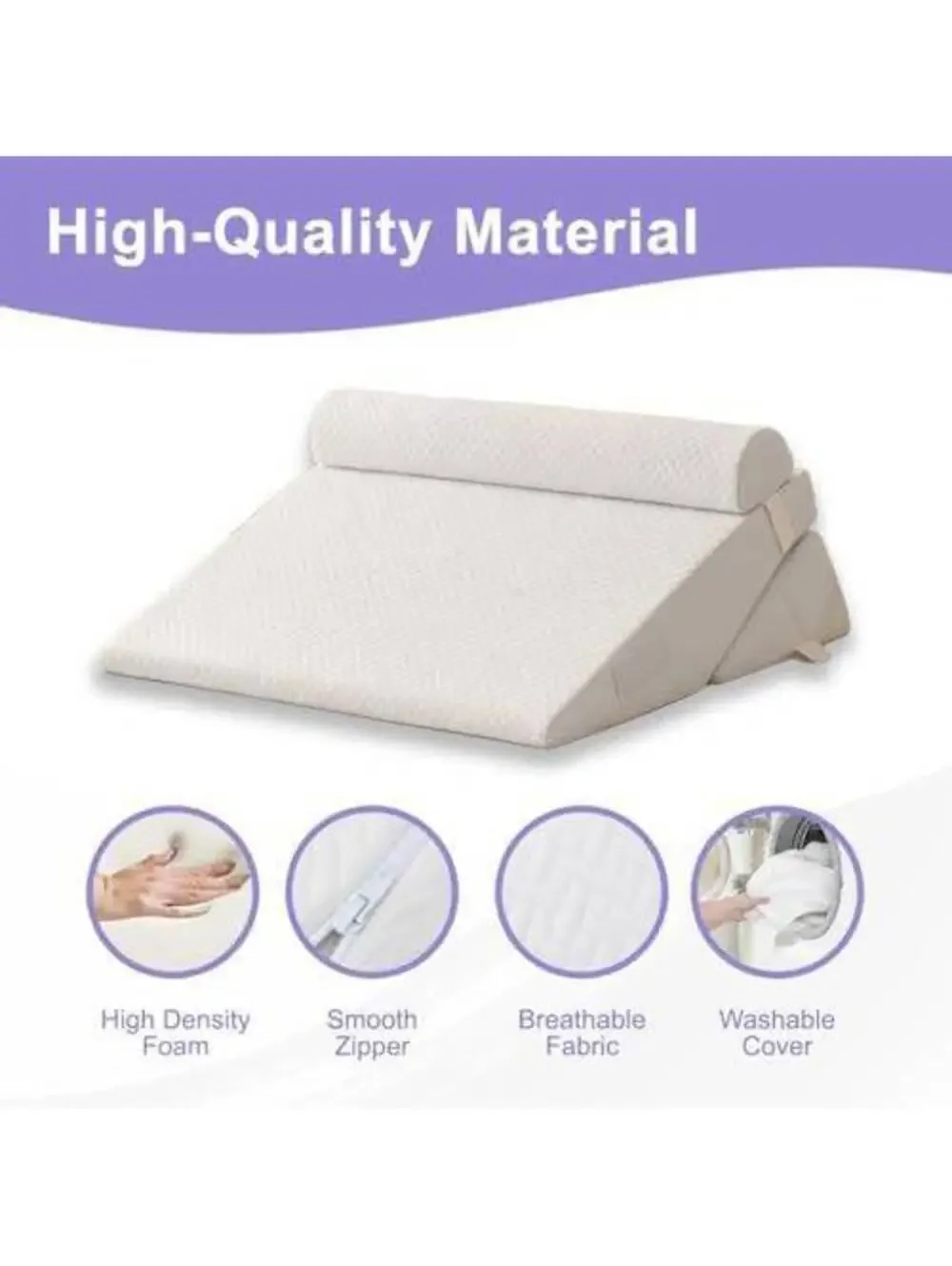 LOMAA 3-Piece Adjustable Memory Foam Bed Wedge Pillow Set with Removable Cover &